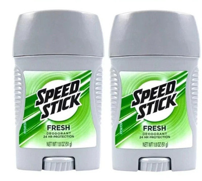 2 Packs Speed Stick 24 Hr Protection Men's Deodorant Fresh All Skin Typ 1.8 Oz
