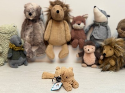 Jellycat sehr seltener Smudge Bear Taschenanhänger, nagelneu mit Etikett, original