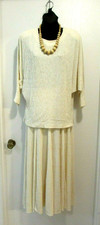 Audacity Vintage 2-Piece Top/Skirt Ivory Size 10 Crinkled/Pleated Set  435