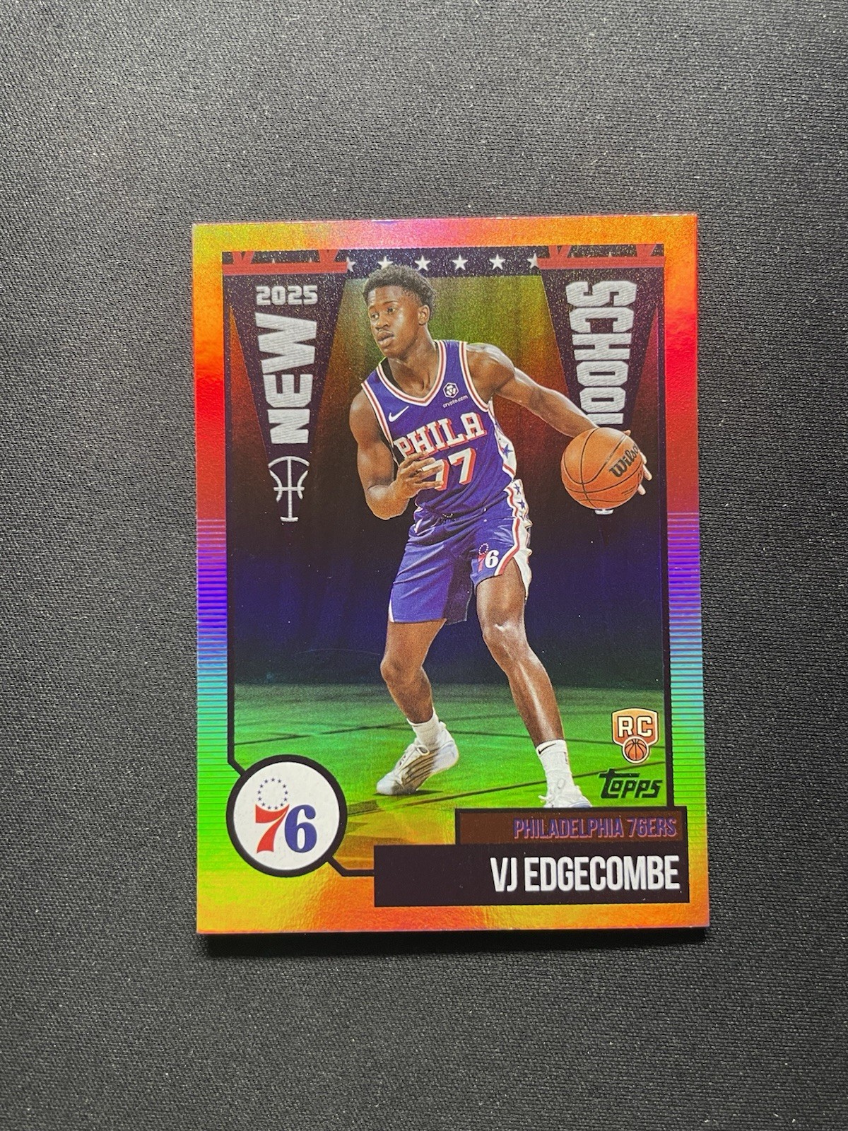 2025-26 Topps Flagship VJ Edgecombe New School Rainbow Foil RC #NS-3