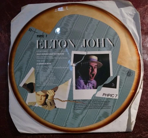 ELTON JOHN SAD SONGS UNCUT  7" Vinyl Picture Disc UK  (1 2") PHPIC 7 MISPRESSING