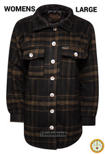 Dixxon Flannel Long Brown  Black Shacket - Women's L