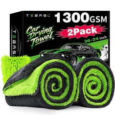 TEBASIC 2-Pack Car Drying Towels 24x36 Inch 1300GSM, Twisted Loop Microfiber ...