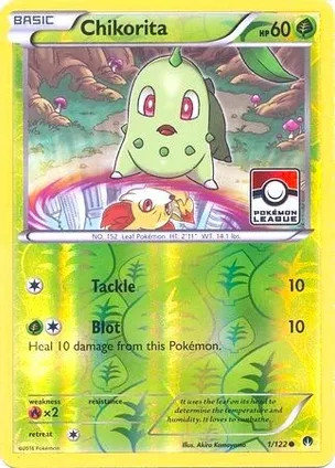 Pokemon Chikorita (1/139) BREAKpoint LP REVERSE HOLO- League Promo