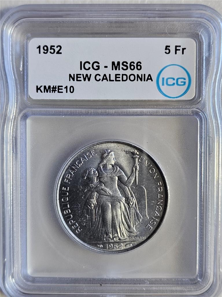 New Caledonia 5 Francs 1952 ICG MS 66