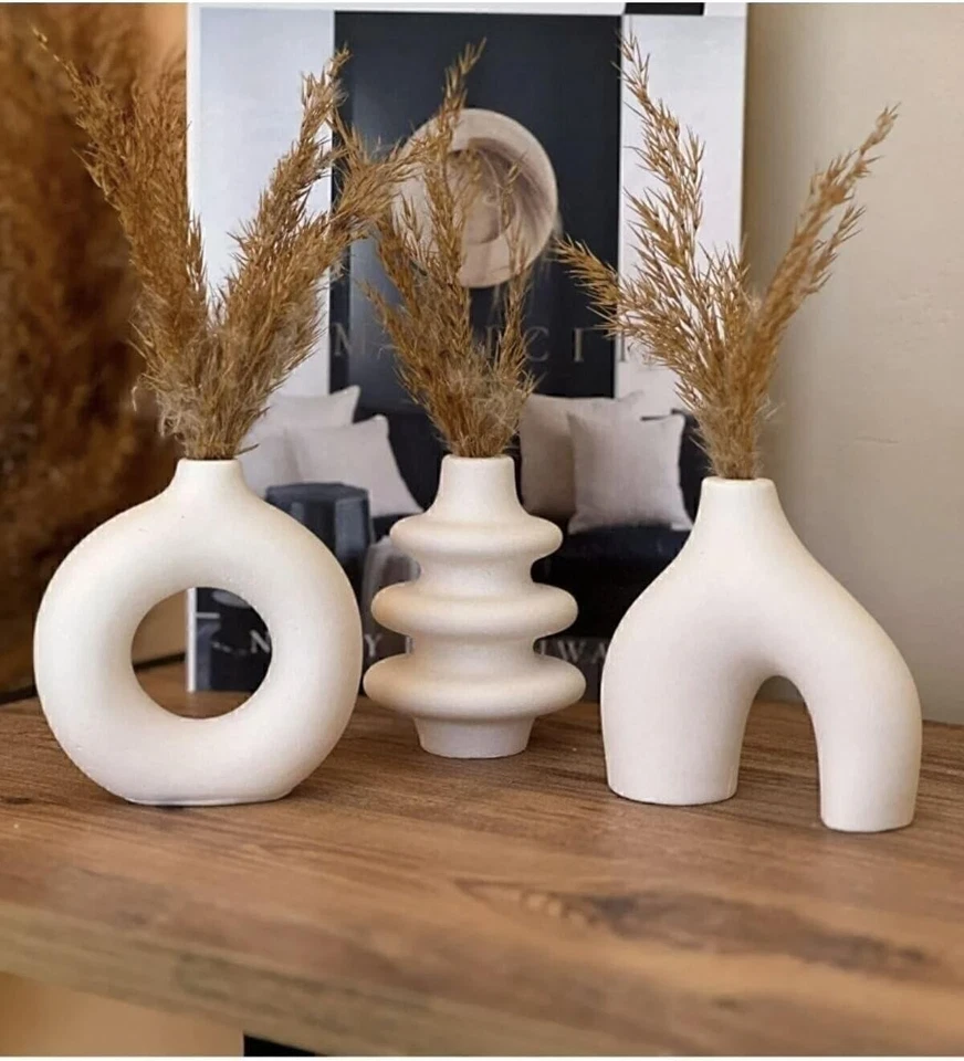 Colección de jarrones decorativos de 3 piezas - artesanales para hogares contemporáneos Foto 3 de 4