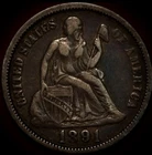 1891 O Seated Liberty Dime. Patina