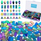 Litmind Iridescent Glass Mosaic Tiles for Crafts, 240 Pieces 5 Shapes Mixed