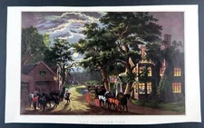 Currier and Ives THE WAYSIDE INN Sudbury Massachusetts 1947 calendar print