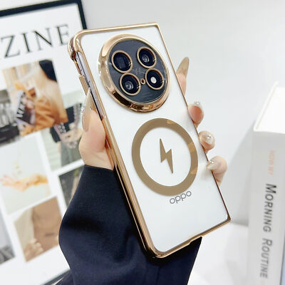 For Oppo Find N5, Phone Case Magnetic Ring Electroplated Bumper Clear Hard Cover