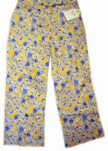 NWT Women's Key West Floral Print Capris, Size 2, $89 yellow & blue pineapple pr