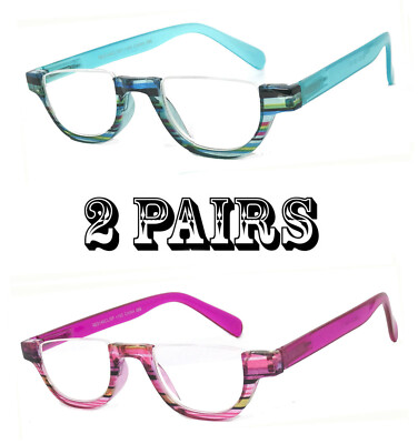 1 or 2 Pair Half Moon Small Colorful Frame Full Lens Reading Glasses Readers
