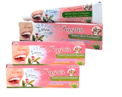 3x Rasyan ISME Thai Herbal Clove Aloe Vera Toothpaste Antibacteria Oral Gum Care