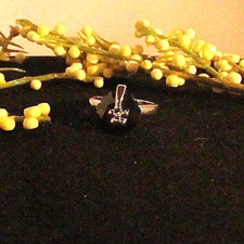 Black Onyx Silver Overlay Women's Ring Size 6.5  255 NEW