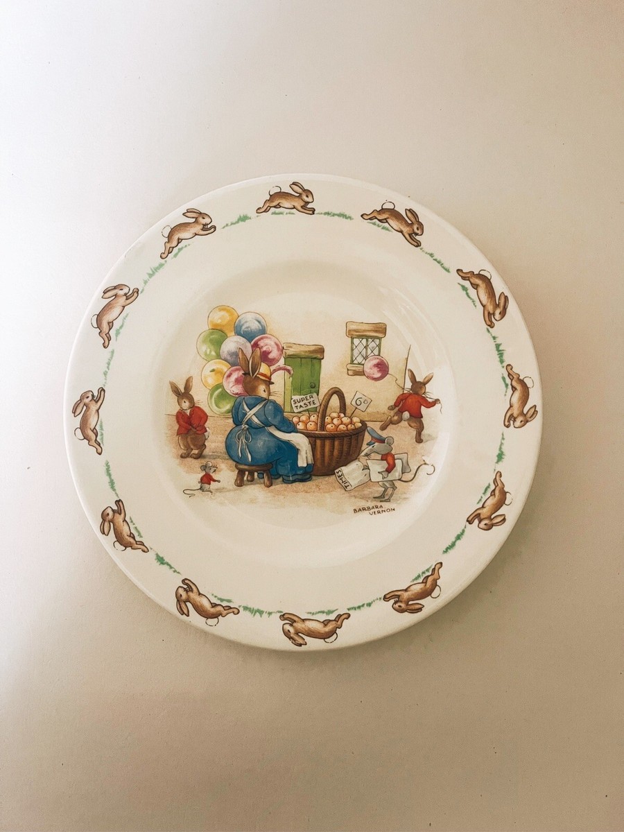 Vintage BUNNYKINS Royal Doulton plate ‘ORANGE VENDOR’ • Barbara Vernon