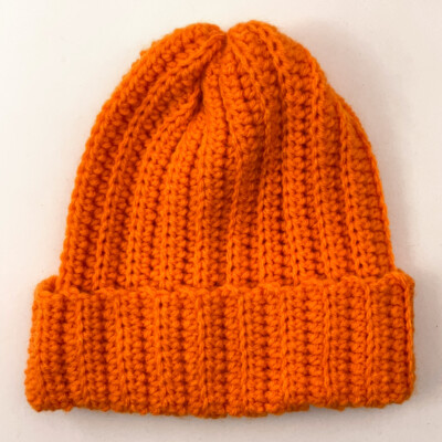 Bright Orange Home knit winter cuff hat