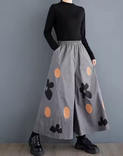Grey Black Urban Street Loose Wide Leg Edgy Designer Art Abstract Trousers 8 10 - Picture 6 of 11