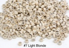 500 Silicone Micro Link Rings 5mm Lined Beads Hair Extensions Tool Light Blonde