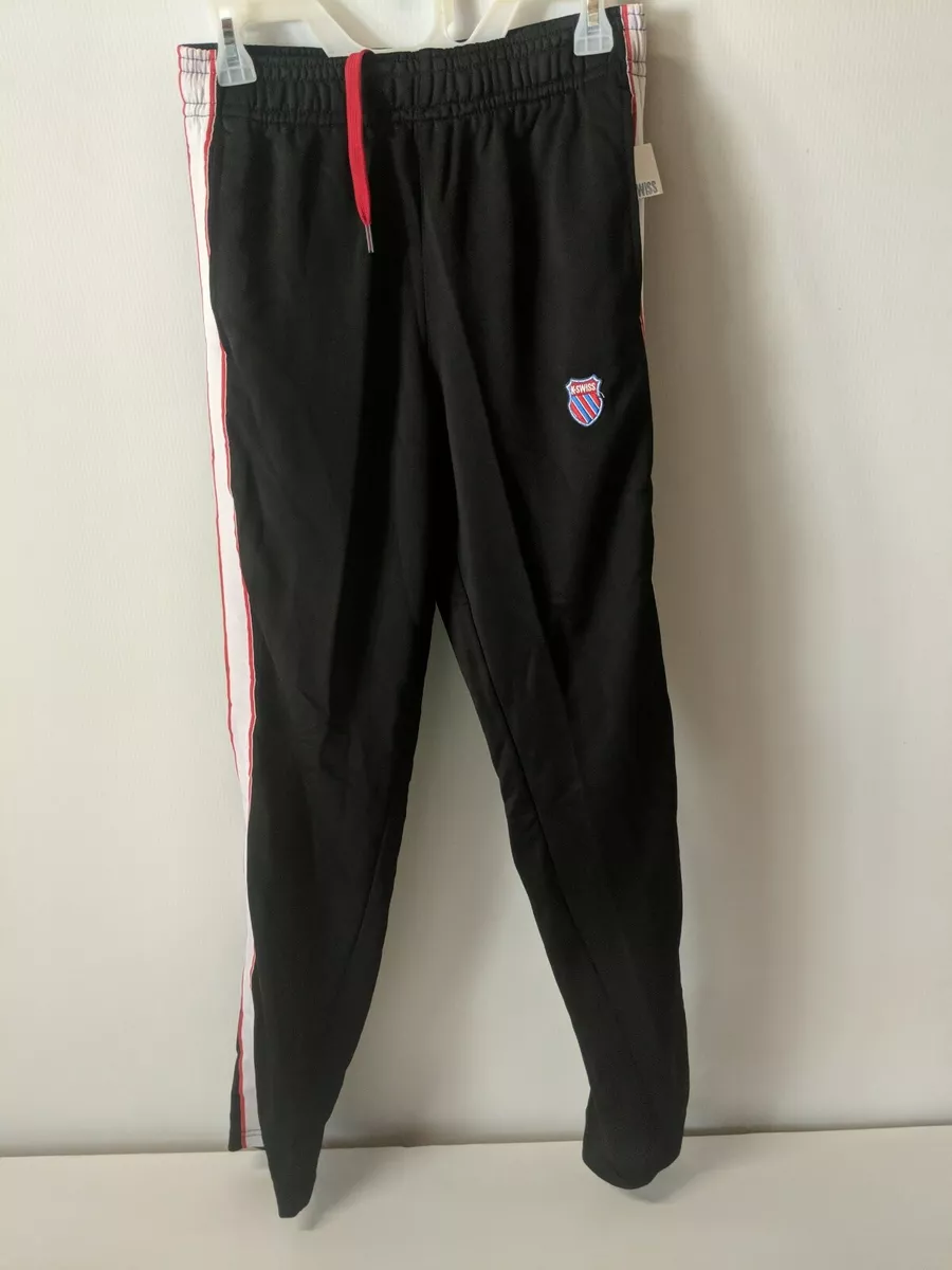 K Swiss Mens Jogger Sweatpants Size XL white red Side Stripe Black bag383