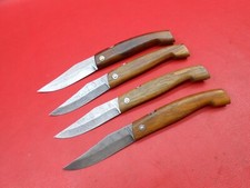 4Pcs Handmade Damascus Pocket knife Teak Wood Handle With Leather Sheath S102