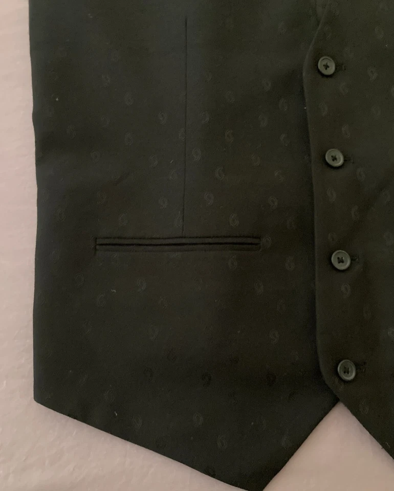 Men's PERRY ELLIS Black Paisley Dress Vest S Small NEW NWT Nice! - Image 3 of 4