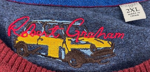 Robert Graham 2XL Classic Fit Lightweight Crew Neck Car Sweater Maroon Burgundy - Picture 3 of 5