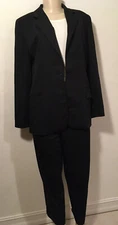 Vintage Lord & Taylor Cropped Pants Suit Black  6 EUC