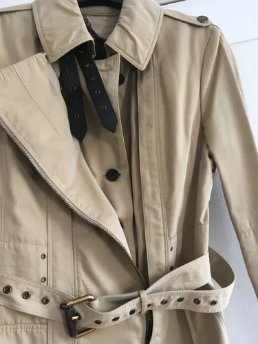 Rare Burberry Prorsum Fitted Trench Mac UK 10 Irridescent Buttermilk/Beige - Picture 10 of 17