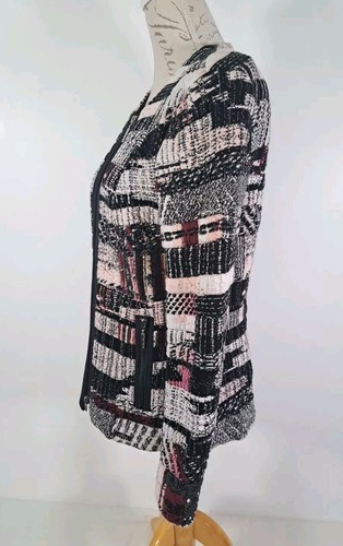 Giacca in maglia patchwork AIRFIELD Boogy nera, bianca e rosa full zip Y2K - taglia 40 - Foto 6 di 23