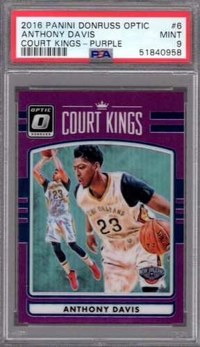 2016-17 DONRUSS OPTIC COURT KINGS PRIZM Purple ANTHONY DAVIS 6 PSA 9 Pop 4