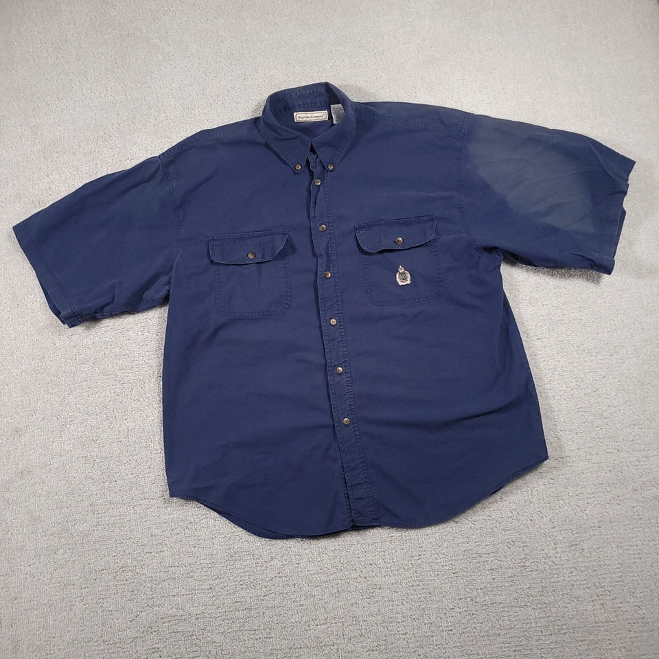 Camisa De Colección Años 80 90 Bugle Boy Company Azul Marino Abotonada Para Hombres XXL Cresta Logo Foto 2 de 4