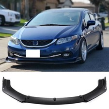 Front Bumper Lip Splitter Spoiler Matte Black For Honda Civic 2012-2015 9th Gen