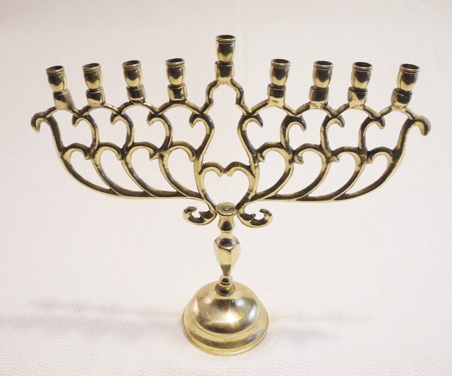 Metal Gold Tone Menorah Candle Holders Hanukkah Jewish 9.5" Tall eBay