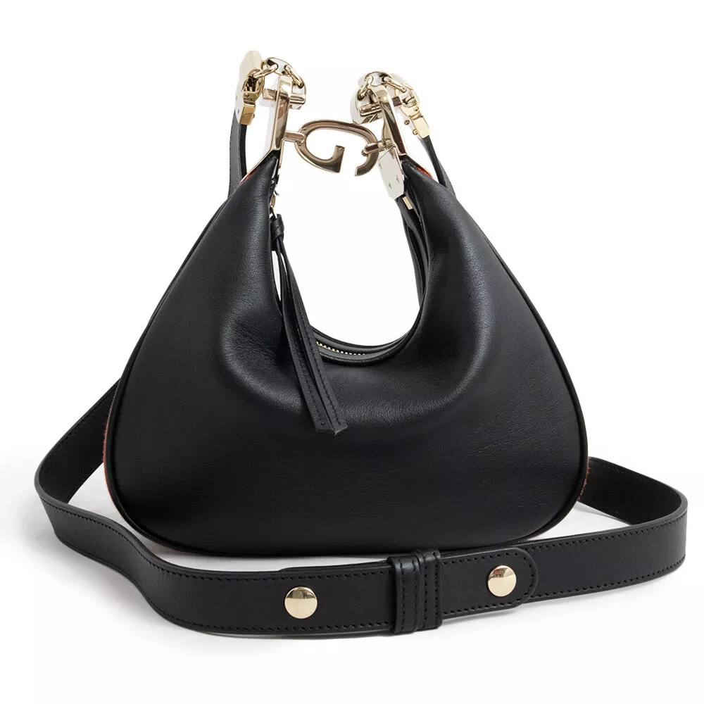 Gucci Attaché petit sac bandoulière bidirectionnel cuir noir or montage métal