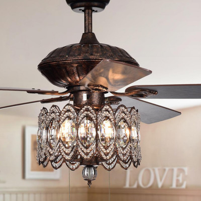 52 Chandelier Ceiling Fan Unique Crystal Lamp Elegant Rusti