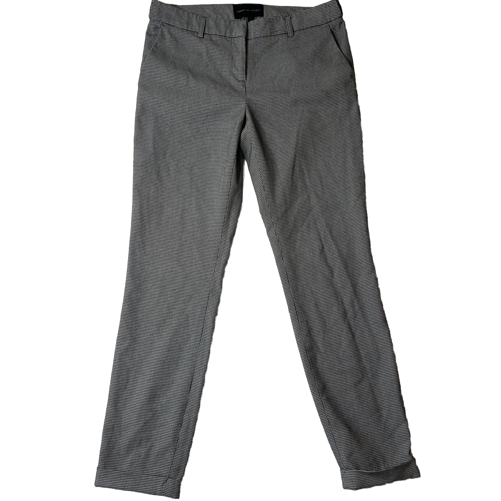 Adrienne Vittadini Women's Ankle Houndstooth Dress Pants Black