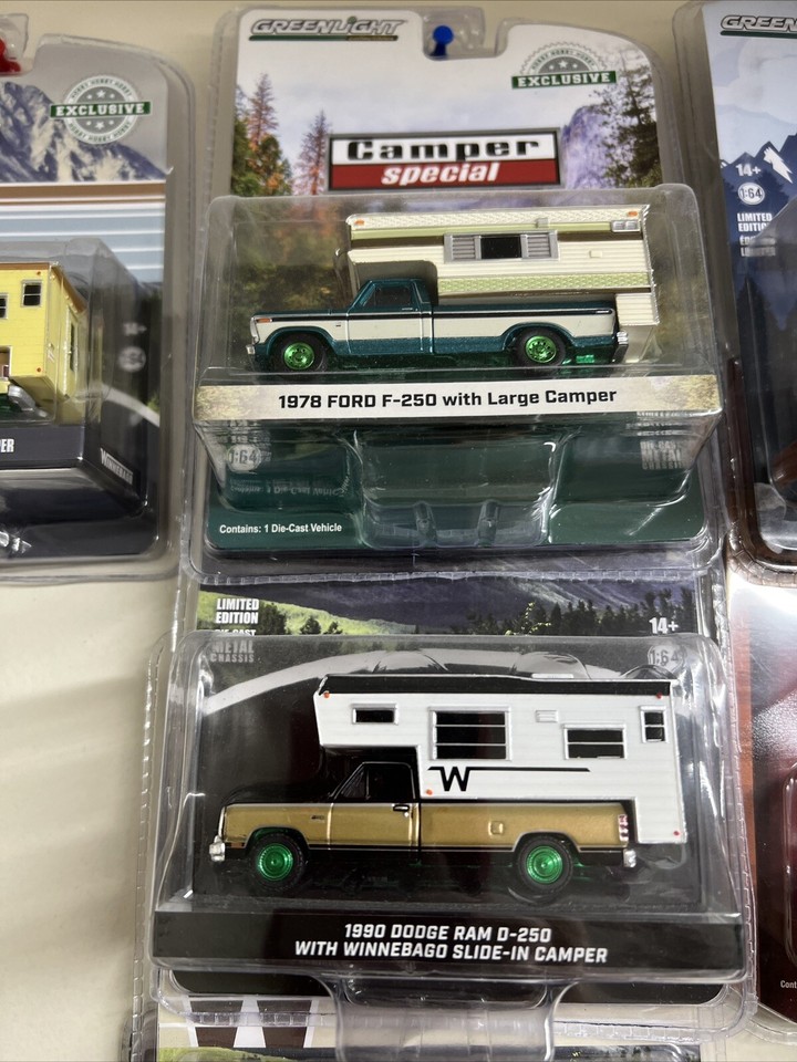 Greenlight Chevrolet ,dodge Ford Slide In Camper Lot Of 5 Green Machine