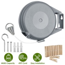 Retractable Clothesline Flexible Outdoor 49FT Adjustable Laundry Cloth Line Wet