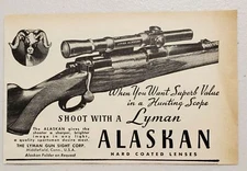 1946 Print Ad Lyman Alaskan Rifle Scopes Made in Middlefield,Connecticut