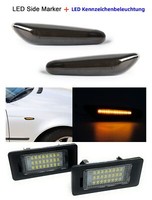 LED Seitenblinker Schwarz Passend FüR BMW 5Er E60 E61 + Kennzeichenbeleuchtung