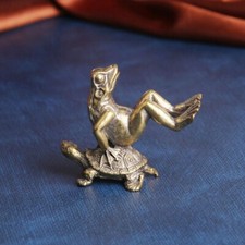 Estatuilla de tortuga y rana de latón estatua de sapo estatuillas de animales juguete decoración de mesa