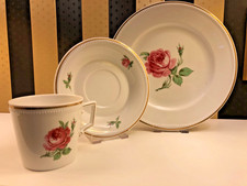 Kaiser Porzellan Epoca Perlrand Moosrose Goldrand Kaffeegedeck top Zustand Teil3