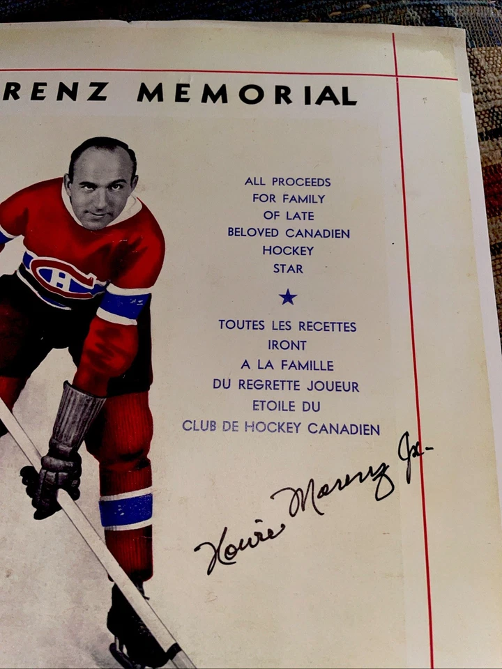 1937 NHL HOCKEY HOWIE MORENZ  MEMORIAL GAME RP COVER PHOTO AUTOGRAPHED BY JUNIOR - Image 4 of 4