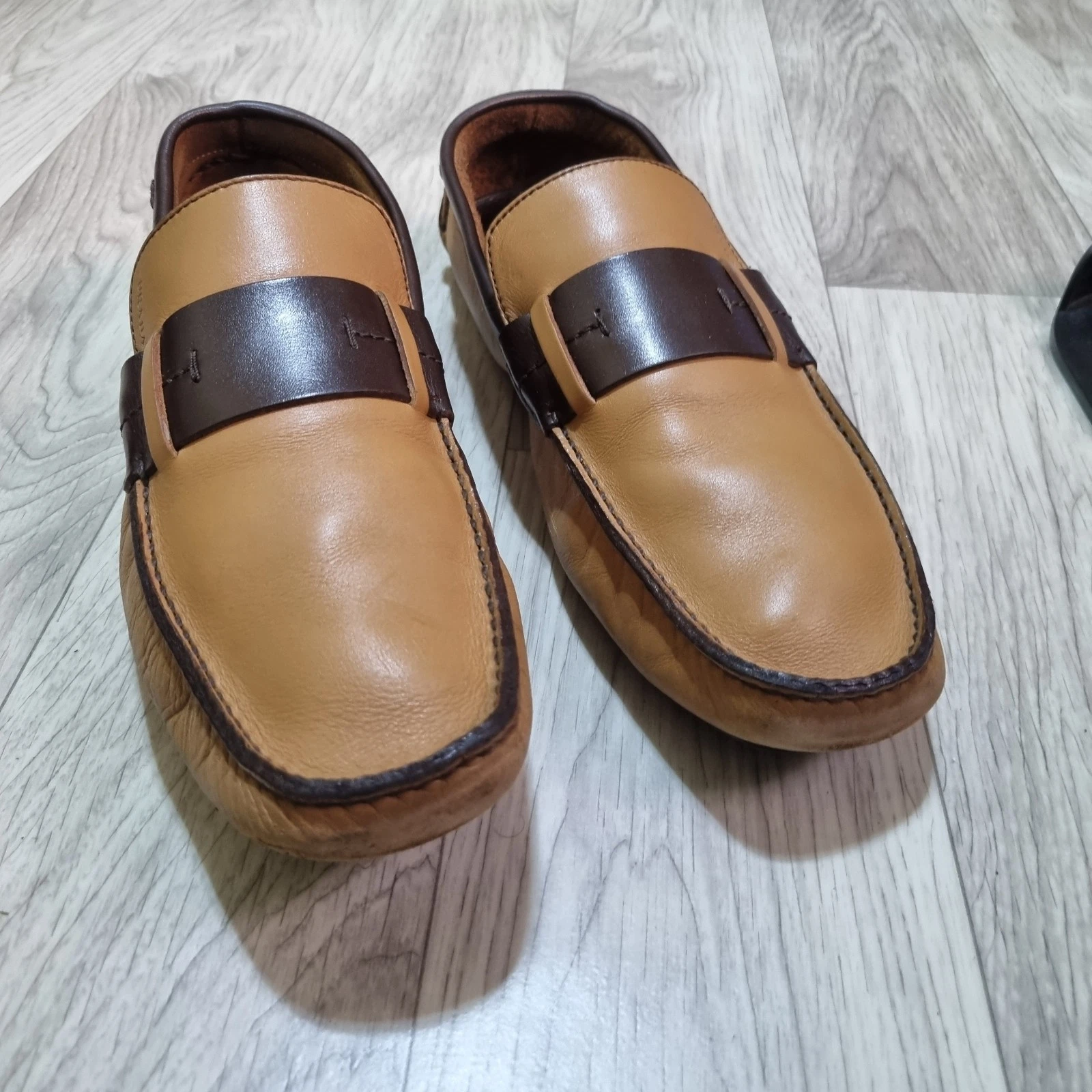 Mocassini Prada eleganti uomo driver pelle cammello scarpe Prada business taglia 12 us