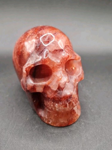 Red Fire Hematoid Quartz Crystal Skull, 609g