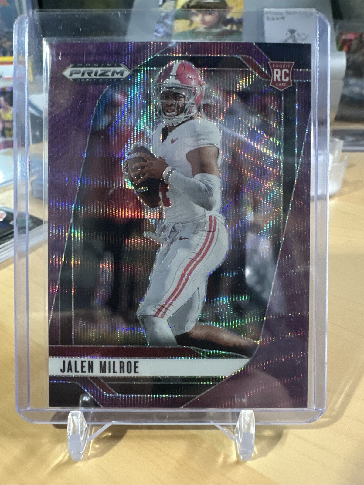 2025 Prizm Draft Picks JALEN MILROE Rookie Purple Wave Prizm #5
