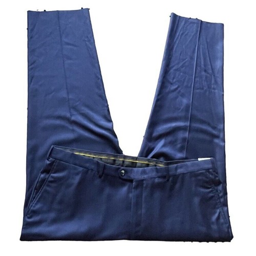 NWT Hickey Freeman Beacon Unhemmed Wool Dress Pants Slacks Navy Blue 42x30 Men - Foto 3 di 9