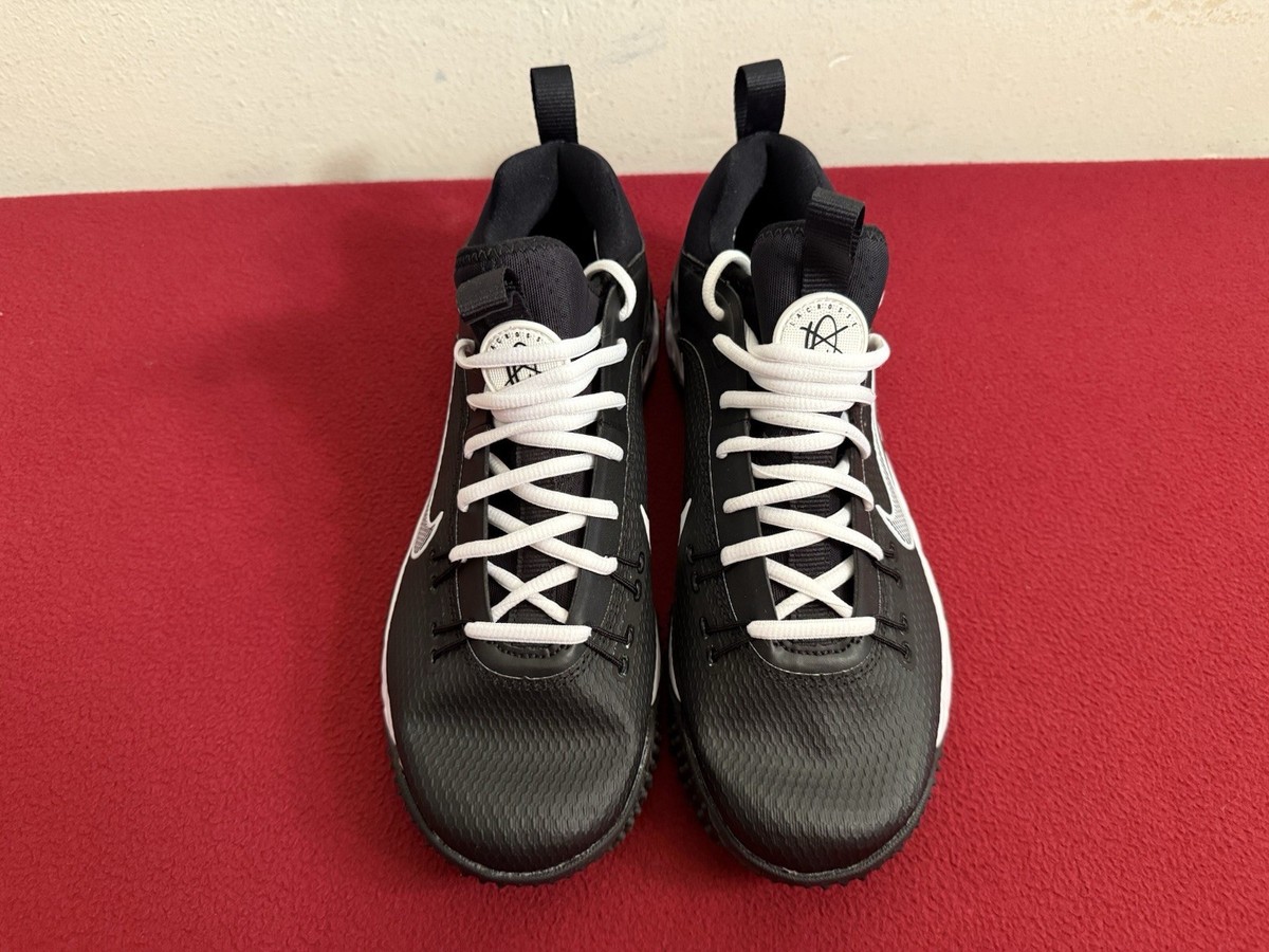 Nike MENS 15 Huarache 9 Elite TF LAX Turf Lacrosse Shoes Black White FN0310 002 Nike Huarache 9 Varsity Lax Black/White Lacrosse Cleats main image 3