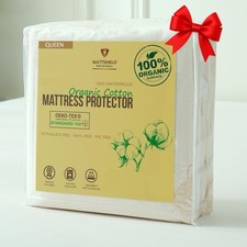 Waterproof Organic Mattress Protector Queen   Soft Organic Cotton Top  82