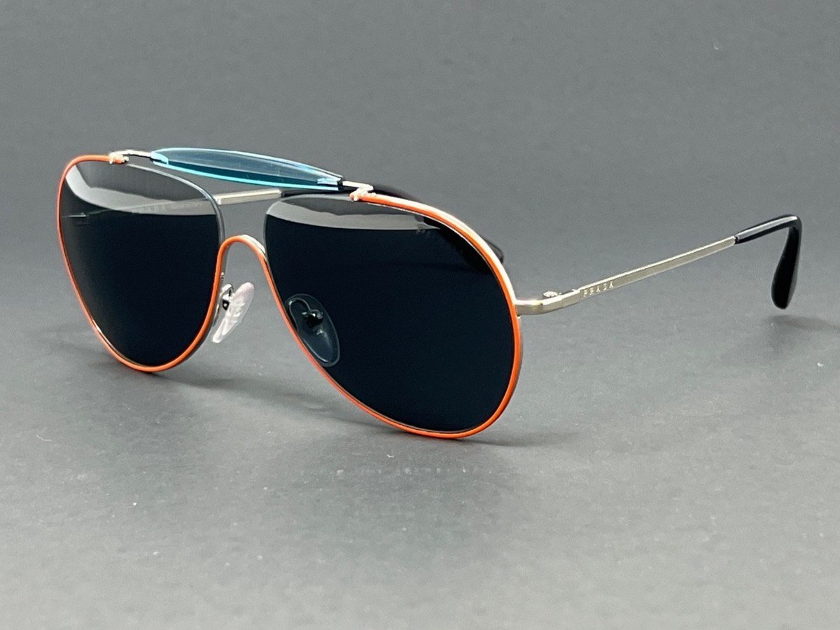 Prada PR56S-UFS2K1 Silver Orange 58mm Aviator Men's Sunglasses